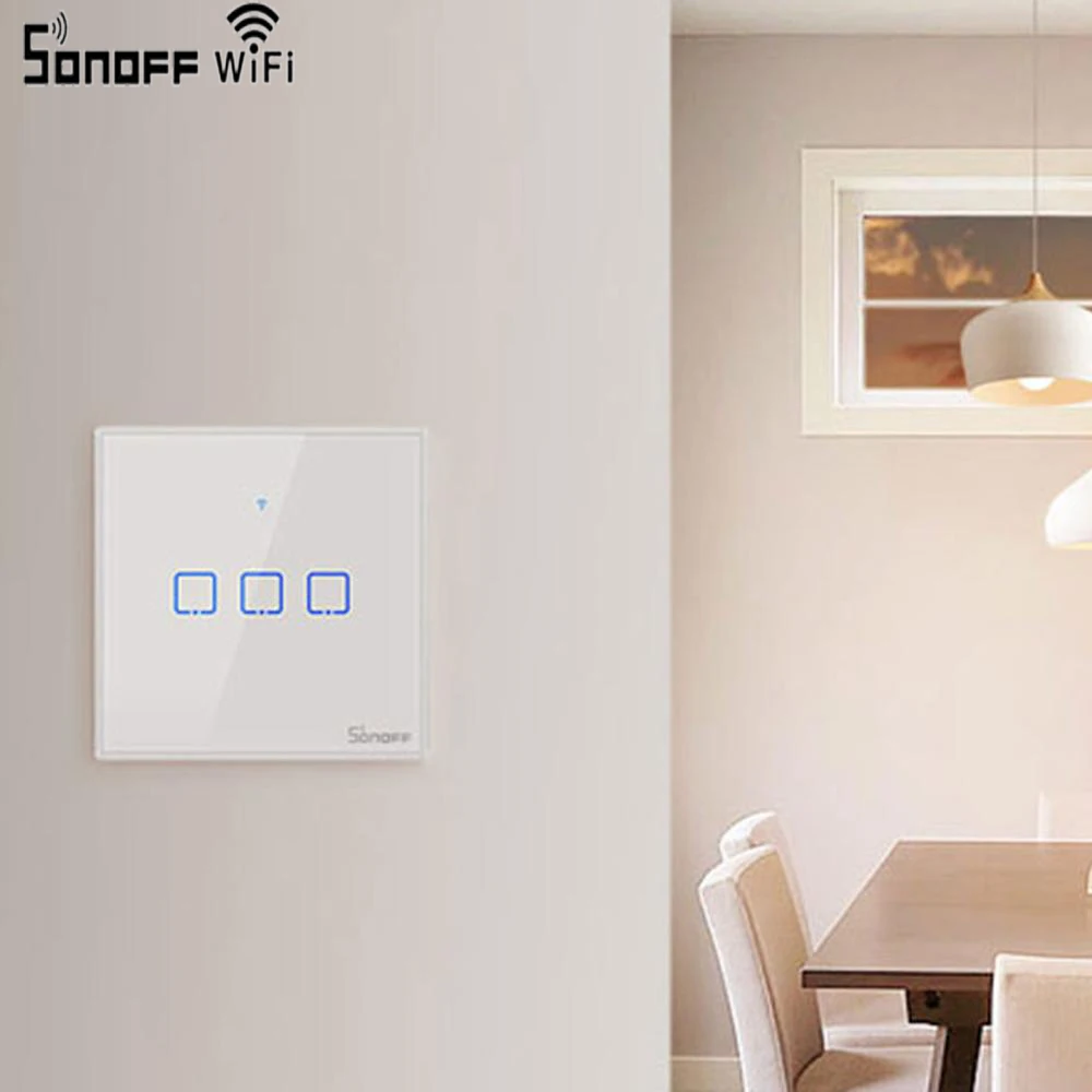 Настенный выключатель Sonoff TX/T2 EU/UK 1/2/3 Gang Light светодиодный сенсорный Wi Fi 433 МГц