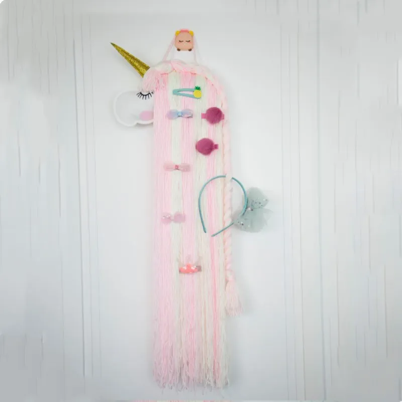 

Фетровый подвесной ремень с орнаментом для хранения единорога, заколки для волос для девочек, органайзер для волос, держатель ленты, инстру...