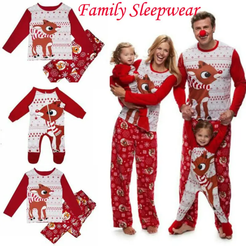 Пижама с длинными рукавами и штанами для отдыха одинаковые рождественские