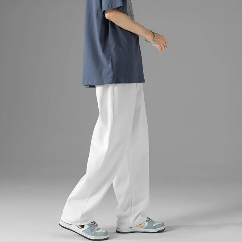 Baggy Wide Leg Jeans Men's Fashion Retro Solid Color Casual Jeans Men Streetwear Loose Hip-hop Straight Denim Trousers Mens S-XL