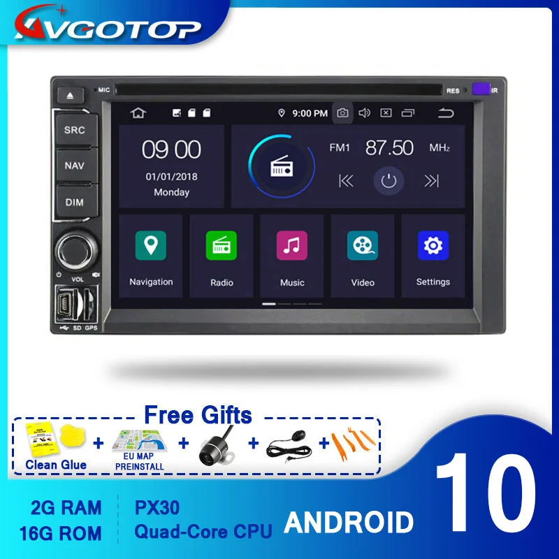 AVGOTOP Android 9 0 автомобильное радио для универсальной 2 Din GPS Мультимедиа