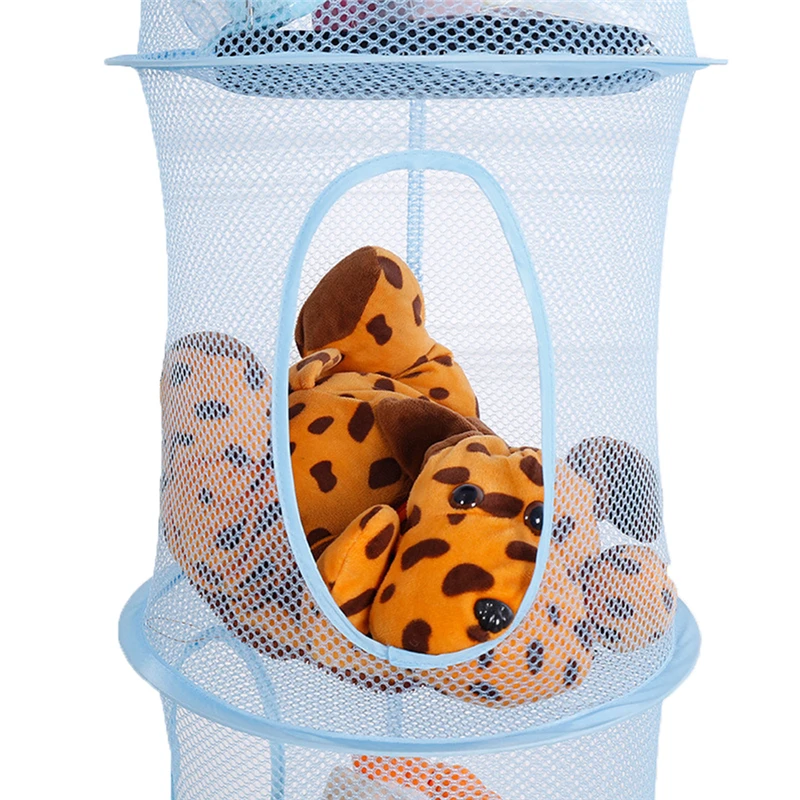 Красочные Складная сетка для хранения подвешиваемая корзина из дышащего