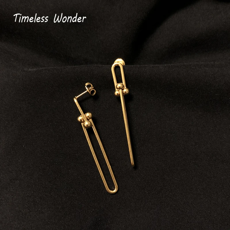 

Timeless Wonder Titanium Geo U Ball Statement Drop Earrings Women Jewelry Gothic Boho Designer Ins Top Trendy Fashion 8622