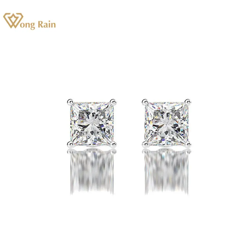 Серьги гвоздики из серебра 100% пробы с муассанитом|Серьги-гвоздики| |