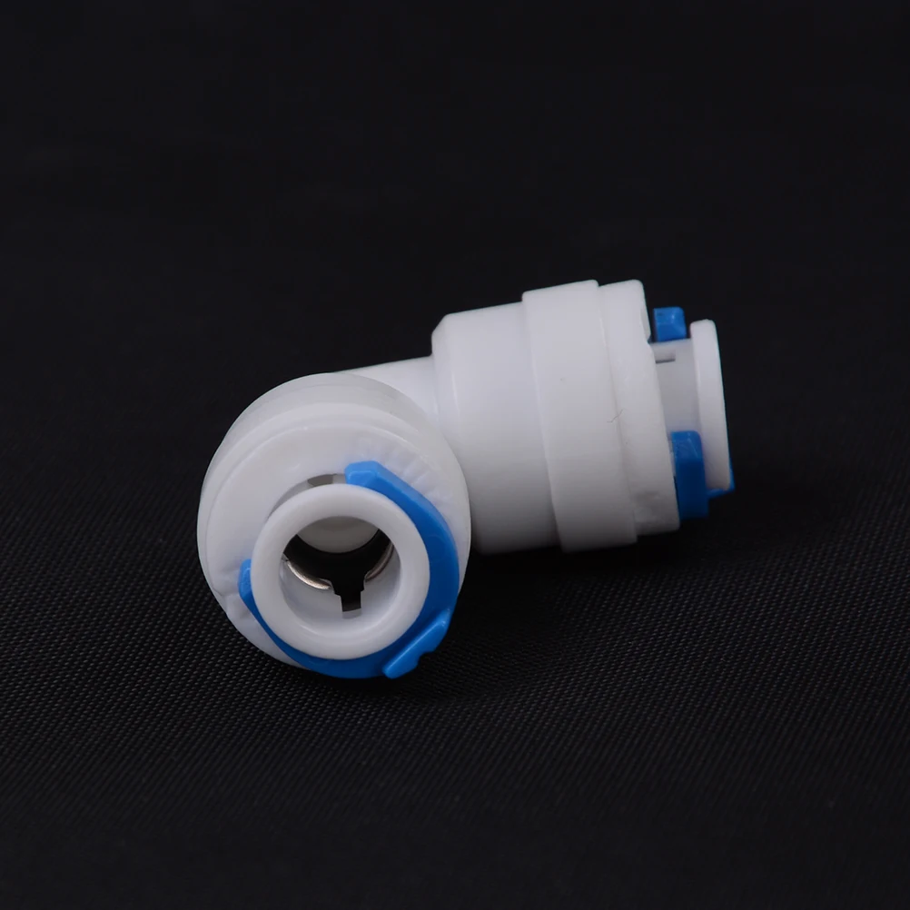 

L Shape 1/4" - 1/4" OD Tube POM Pipe Aquarium RO Water Filter Reverse Osmosis System Fitting Hose Elbow Quick Connector