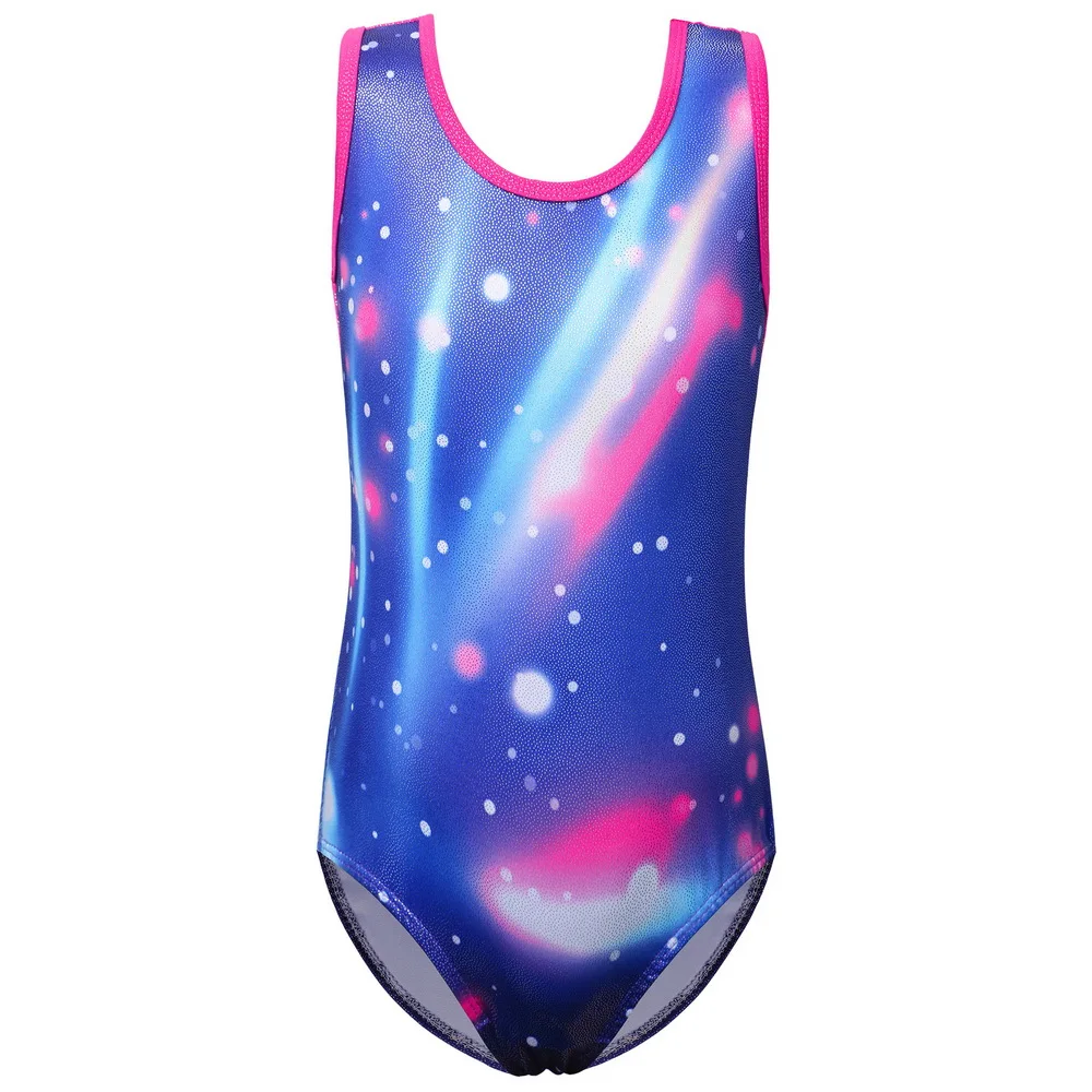 

BAOHULU 3-12Y Girls Galaxy Lines Gymnastics Jumpsuit Kids Ballet Leotards Tank Athlete Gymnast Bodysuit Skating Clothes