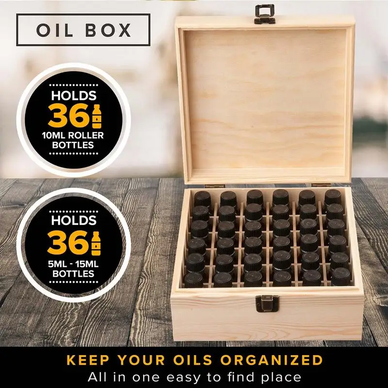 

36 Compartments Wooden Essential Oil Packaging Box Oil Bottle Organizer Travel Essentia Women Perfume Oil Storage Bag Wooden Box