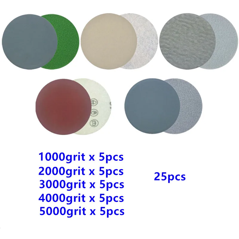 50 шт. 3 дюйма 75 мм наждачная бумага Мокрый Сухой диск абразивной наждачной листы