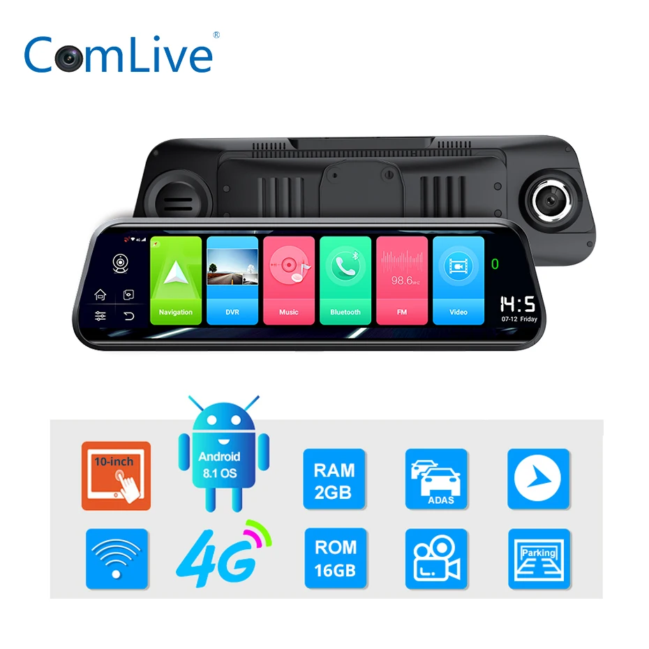 Camlive Z55 10 дюймов 4G Зеркало Автомобильный видеорегистратор двойная камера Запись ADAS RAM2GB ROM16GB на основе Wi-Fi и gps навигации