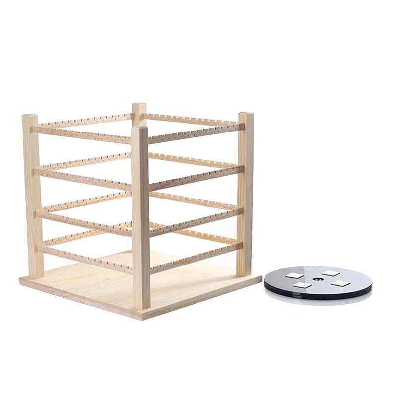 

Solid Wood Rotating Earring Rack Rotatable Jewelry Rack Jam Earrings Display Storage Display Rack with Turntable
