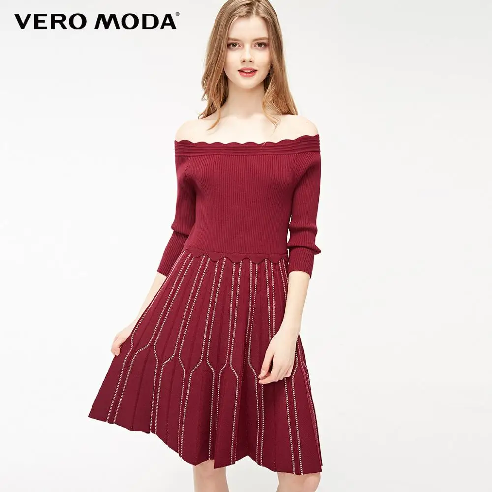 Vero Moda женское платье в полоску с вырезом лодочкой 3/4 рукавами | 319146533