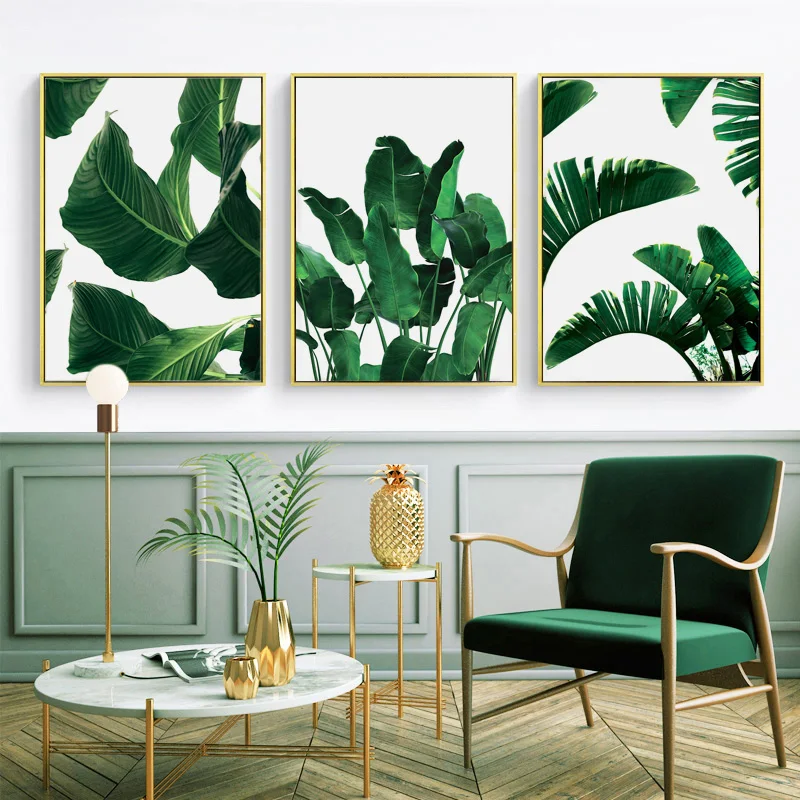 Настенные художественные Декоративные плакаты с принтом зеленых листьев