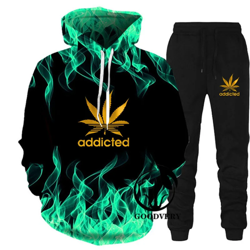 

Спортивный костюм с 3D-принтом кленовых листьев для мужчин и женщин, толстовка с капюшоном и штаны для бега