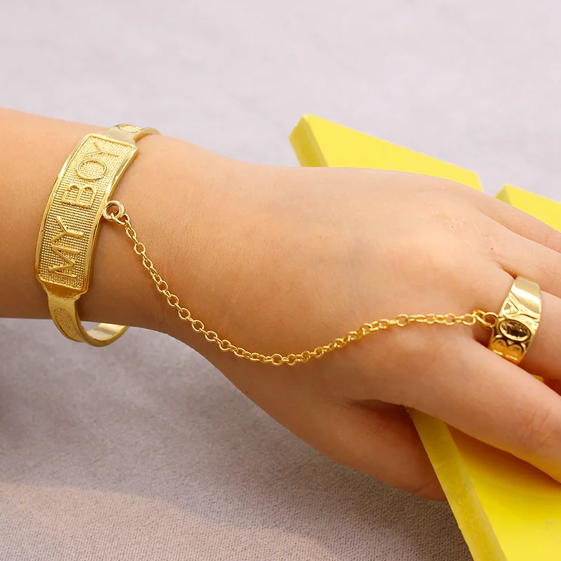 JH новая мода с открытыми пальцами Очаровательные золотистые детский браслет на