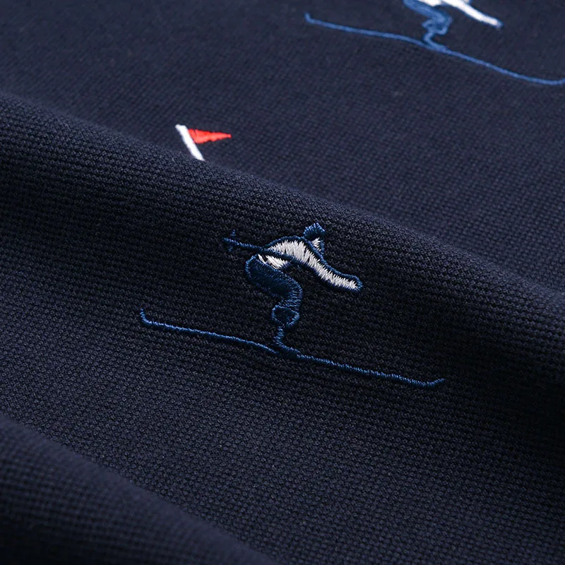 

2021 TB THOM men's short sleeve t-shirts with skiing embroidery o-neck summer casual tees men fashion cotton tops youth