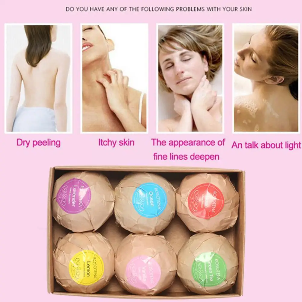 

6pcs Bath Bomb Skin Whitening Bath Salt Body Moisturizing Set Gift Bombs Spa Bath Bath Bubble Salt Natural Ball Ball Z4K9
