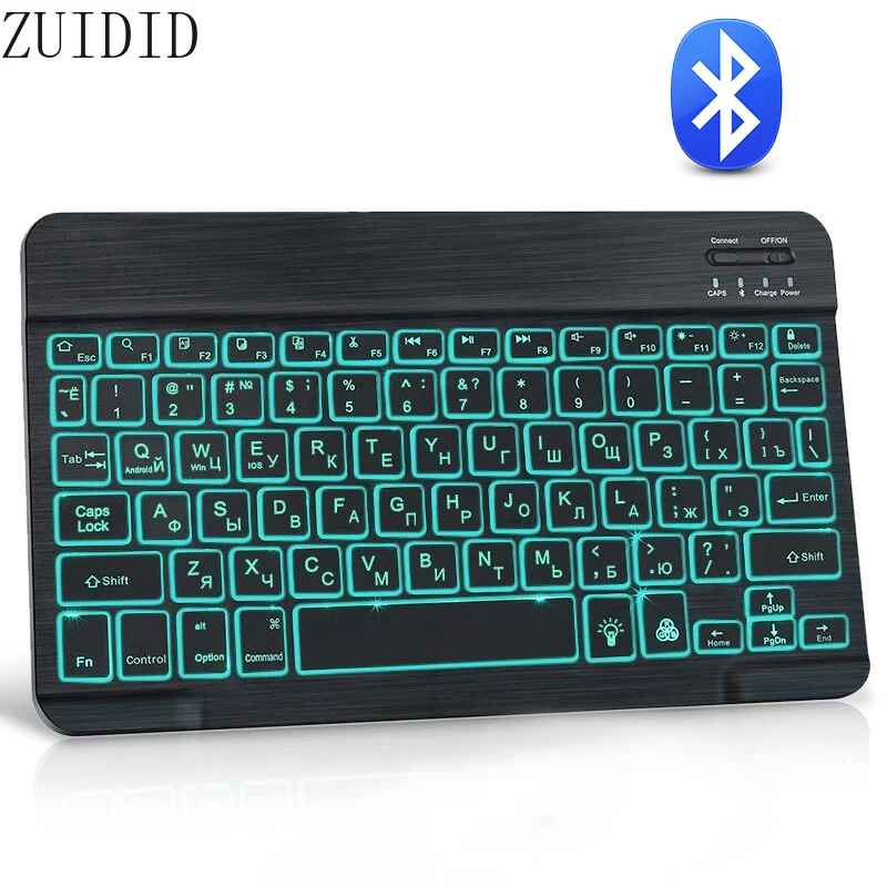 

RGB Bluetooth Keyboard Russian Spainish Wireless Keyboard Rubber Keycaps Rechargeable RGB Keyboards For ipad Phone Laptop