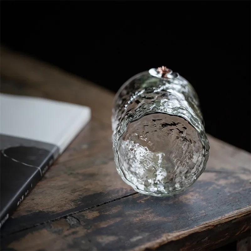 Японский стиль высокая емкость олово слива цветущее стекло чашка для чая