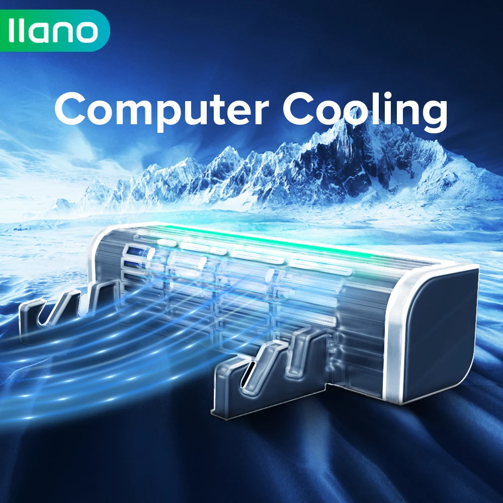 LLANO Ноутбук Охлаждение для игровых ноутбуков Стойка для охлаждения Подставка RGB LED регулируемая бесшумная 2600RPM кабель USB планшетный вентилятор на столе.