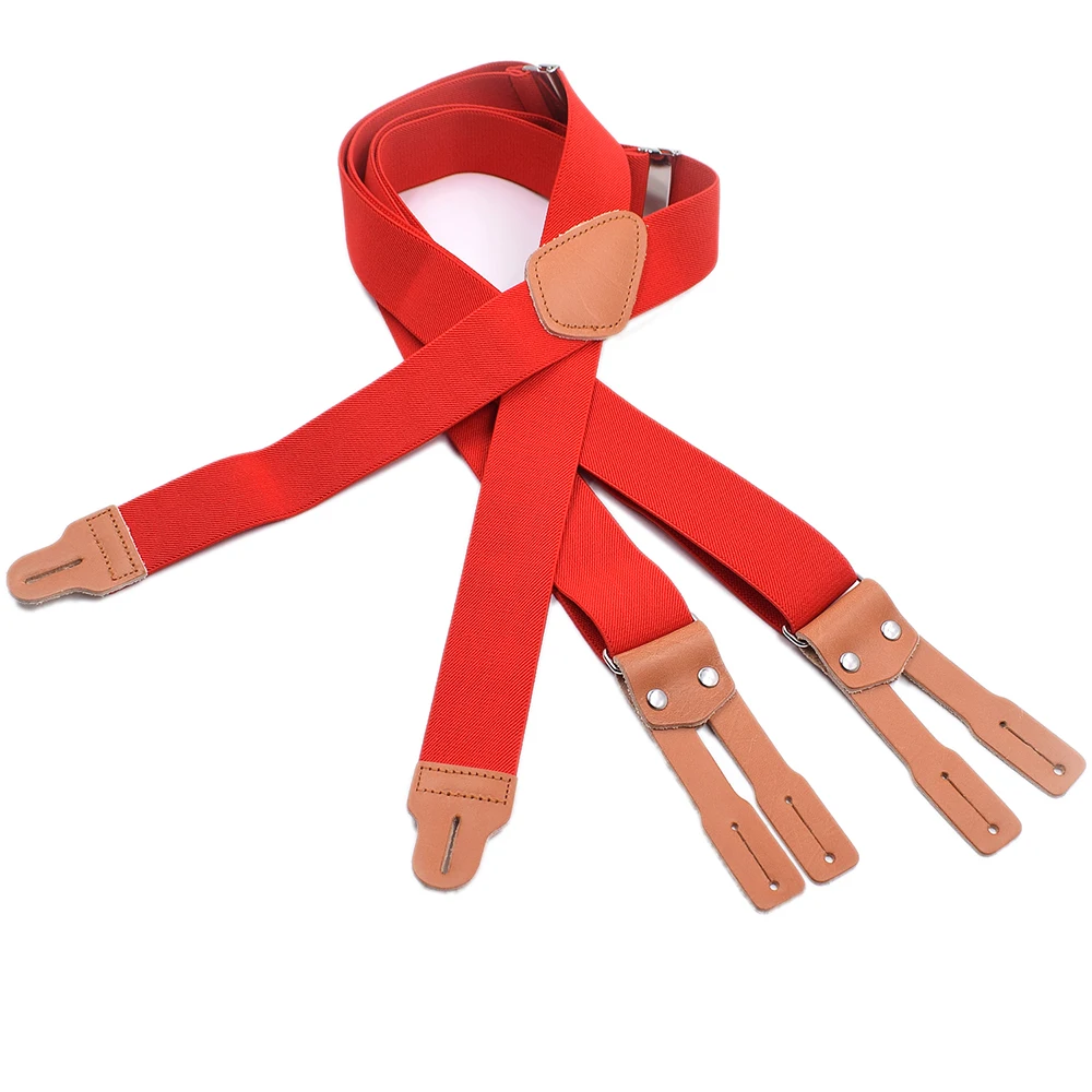 Мужские Винтажные кожаные подтяжки на подтяжках с пуговицами X сзади для мужчин