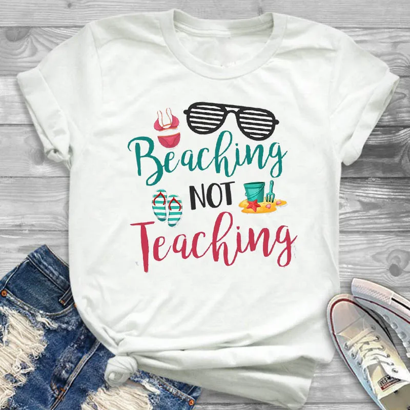 

Women Lady T Shirt Teacher Off Duty Printed Tshirt Ladies Short Sleeve Loose Tee Shirt Women Female Tops Clothes Graphic T-shirt