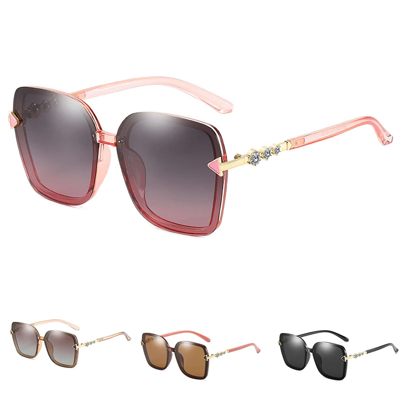 

Солнцезащитные очки поляризационные женские, роскошные брендовые дизайнерские квадратные солнечные очки с бриллиантами для вождения и за...