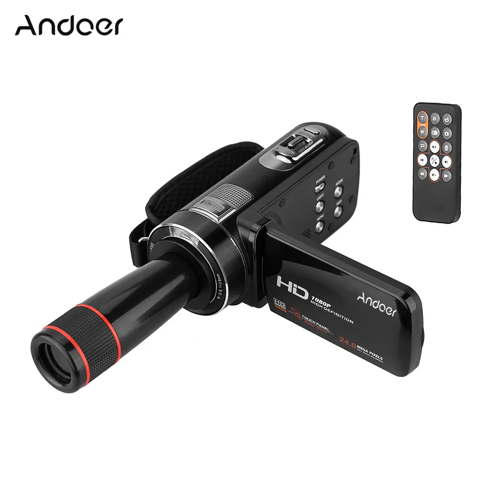 Цифровая видеокамера Andoer HDV-Z8 PLUS 1080P 30fps FHD 24 МП с 12X телеобъективом дистанционное