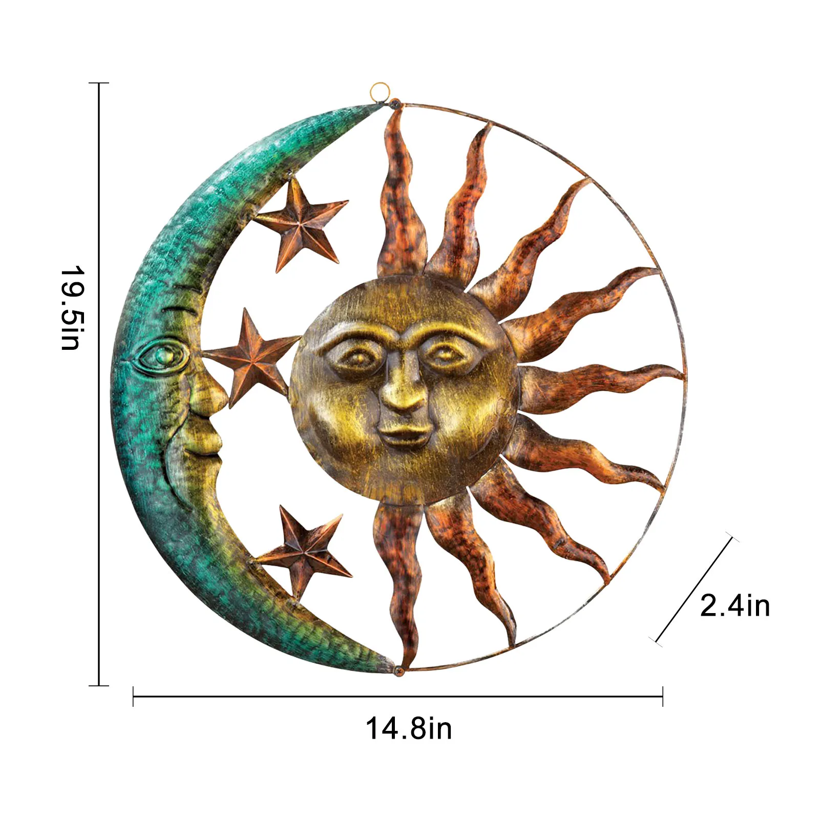 

Artistic Sun Moon Metal Wall Art For Indoors Outdoors With Finish Antique Iron Wall Hanging Ornaments Home Room Decoration