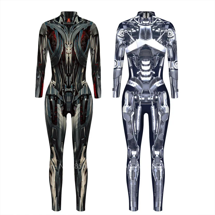 Futuristic Technology Halloween Cosplay Costume Women Men 3D Print Gear Punk Robot Autobot Jumpsuit Carnival Onesies Outfits