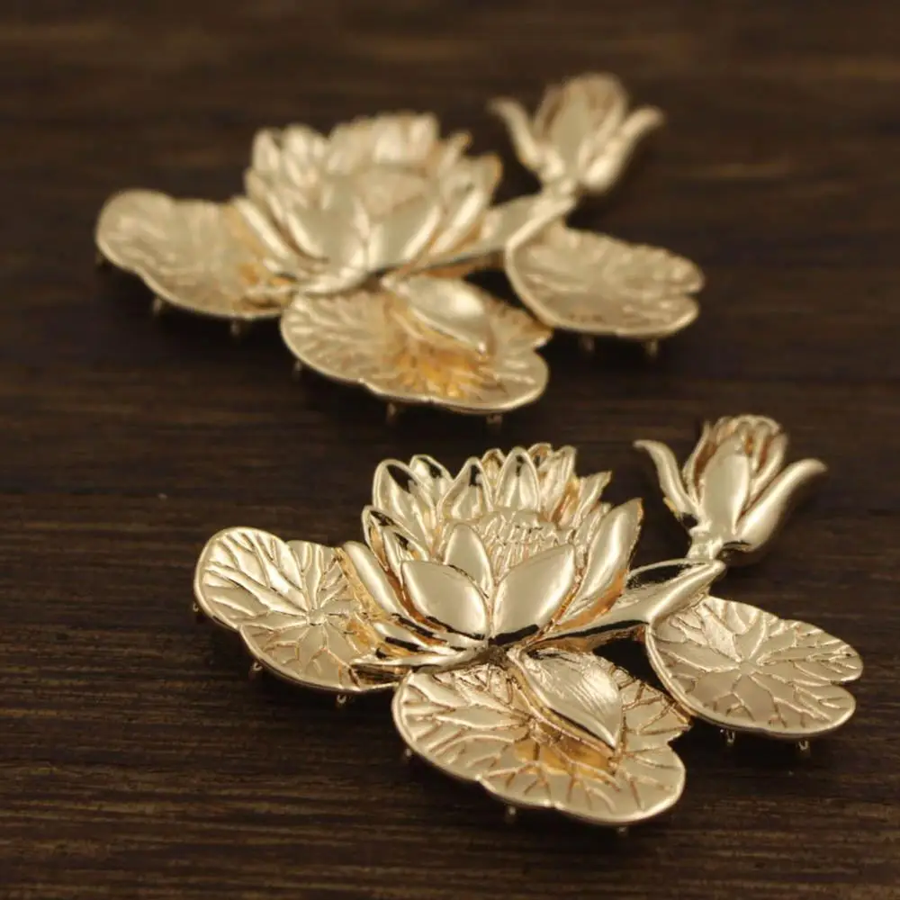 100 шт. качественные Латунные Литые подвески в виде цветка лотоса листьев ветки