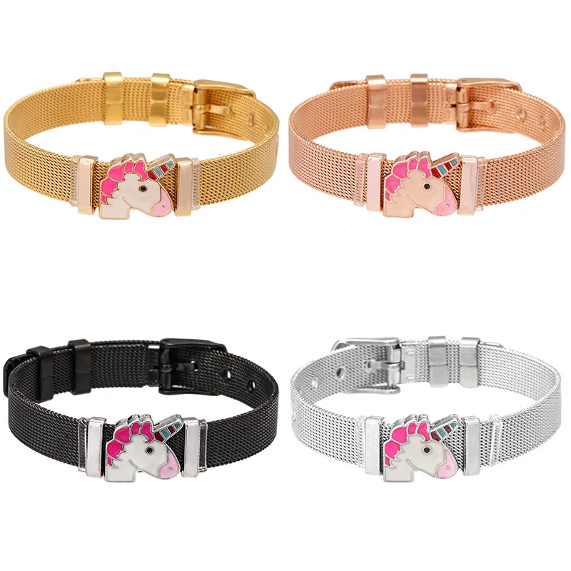 Новый дизайн Хранитель браслетов Набор с единорогом горка амулеты 10 мм сетки