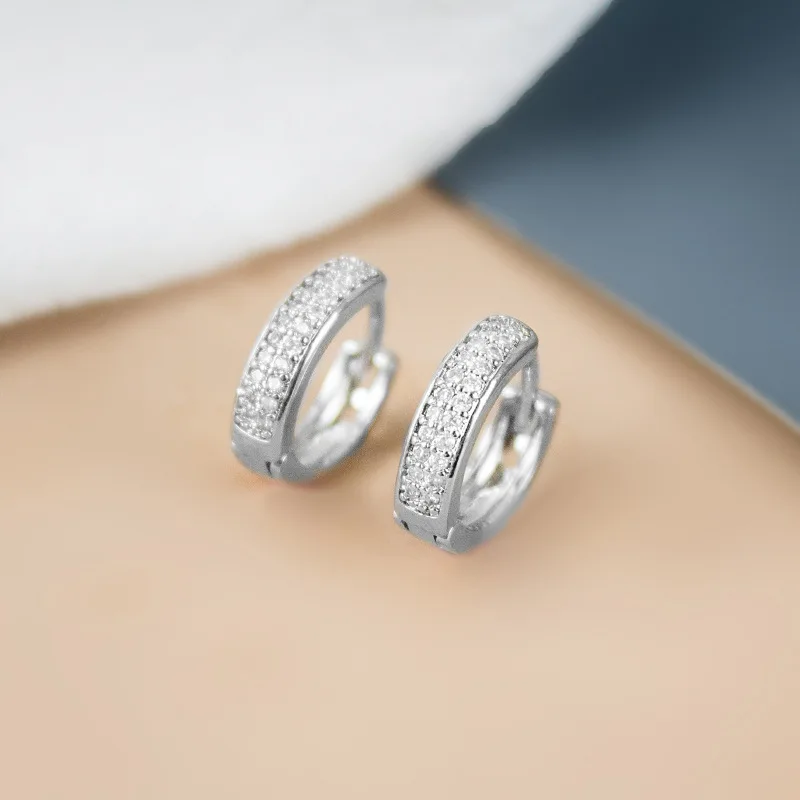 

Exquisite Silver Color Round Hoop Earrings Charm Shine Cocktail Party Women's Earrings Wedding Engagement Jewelry Gifts