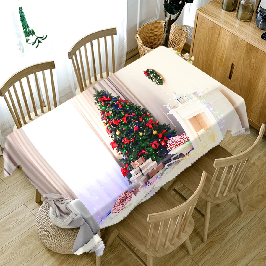 Утолщенная хлопковая Рождественская скатерть 3D светильник елочка