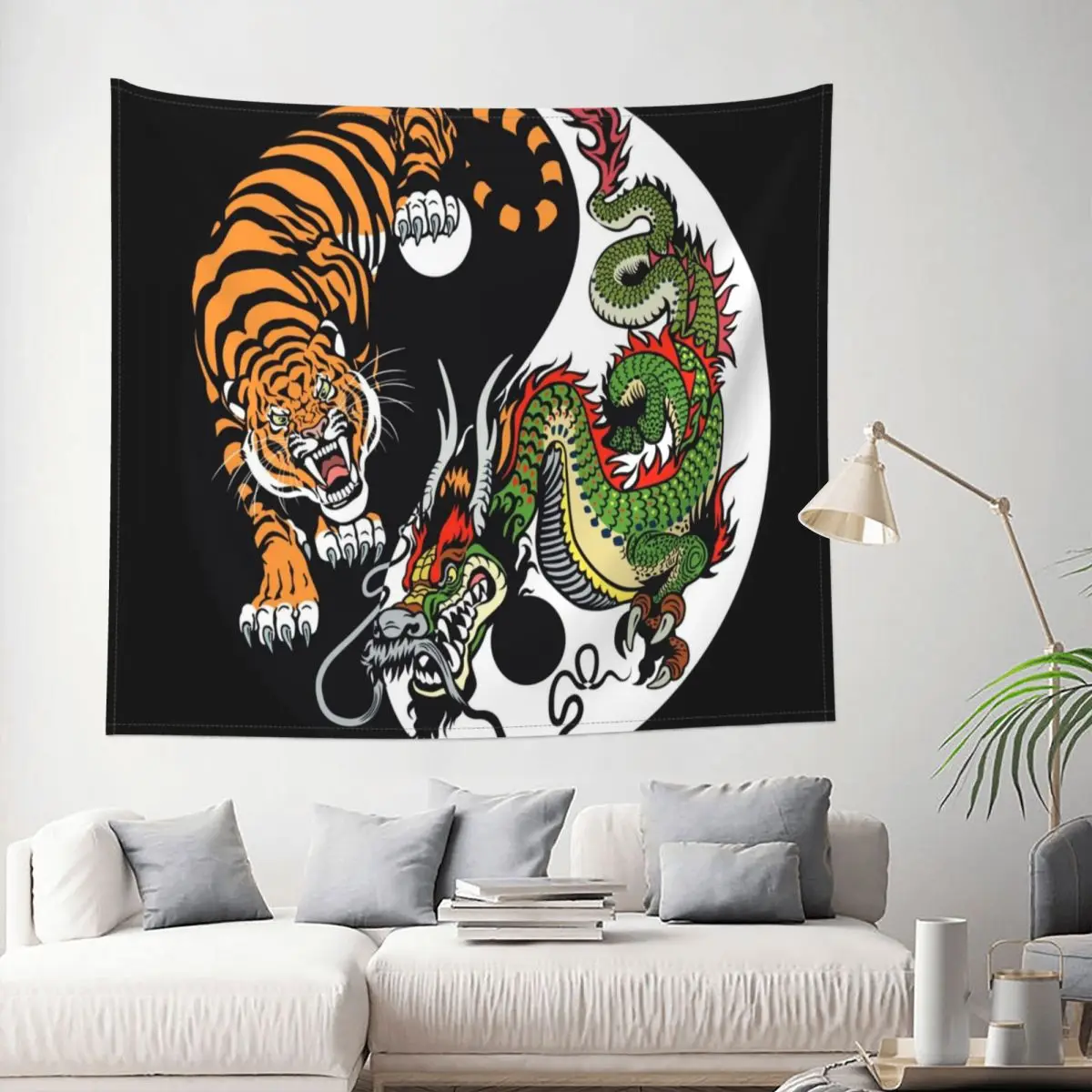 

Chines Dragon And Tiger Tattoo Tapestry Cobija Animal Wildlife Decoration Wall Room Home Decor Hanging Bedroom Kawaii Pattern