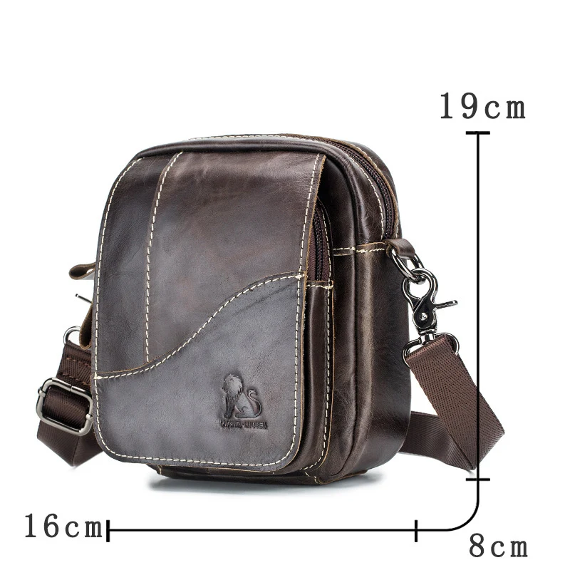 Сумка-мессенджер мужская из воловьей кожи маленький чемоданчик на плечо в стиле