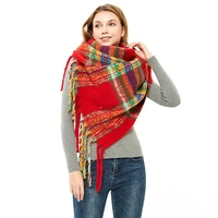 2020 new autumn winter thick women scarf plaid shawls warm loop yarn scarves tassel shawls luxury neck bandana pashmina