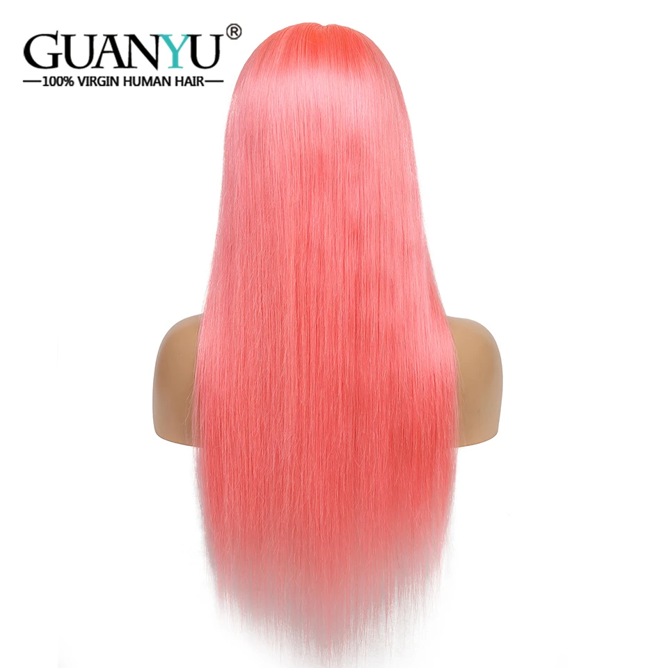 Guanyuhair 150% плотность розовый парики из натуральных волос с Африканской структурой, предварительно вырезанные 13X4 Синтетические волосы на кружеве Волосы remy парики с детскими волосами