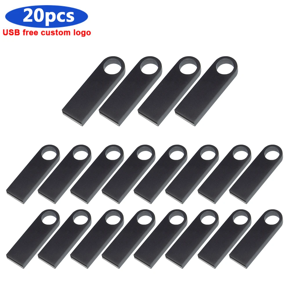 

High Quality 20pcs custom free logo Metal USB pen drive Flash drive 64GB 32GB 16GB 8GB flash disk memory stick 2.0 usb memoria