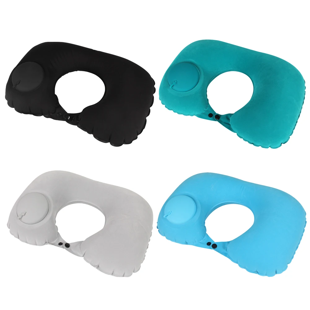 

Functional Inflatable U Shaped Travel Neck Pillow Foldable Sleep Car Home Head Neck Rest Air Cushion Back Flocking Body Pillows