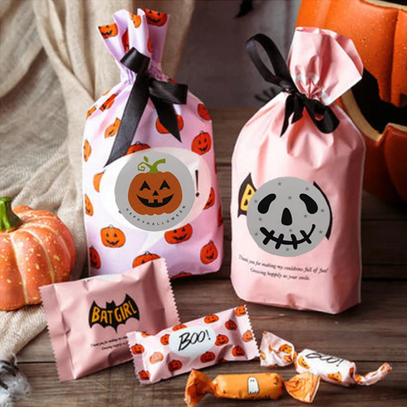 Хэллоуин Бумажные этикетки наклейки Тыква Круглые конфетный мешок коробка