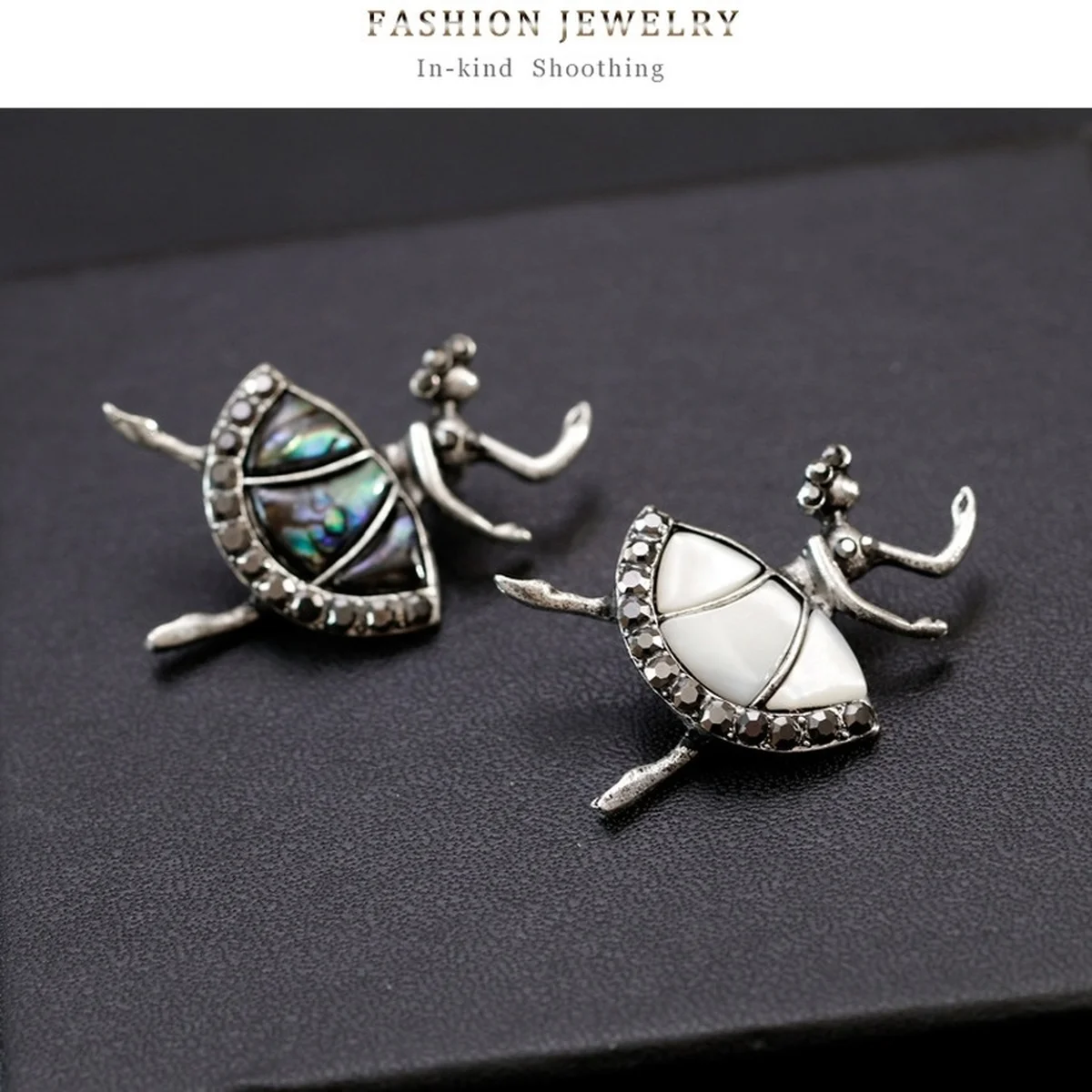 Trendy Simple Vintage Shell Brooch Ballerina Girl Pin for Women Fashion Bags Scarf Corsage Jewelry Accessories | Украшения и