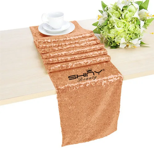 Shinybeauty настольная дорожка с пайетками из розового золота 12x120 дюймов блестками