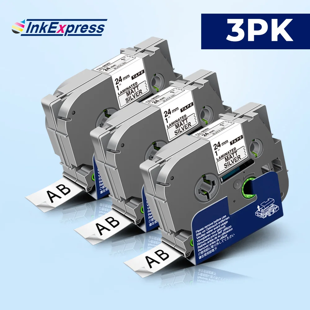 3PK лента для этикеток цвет черный на матовом серебряном TZE M951 TZe 24 мм Brother P touch Label
