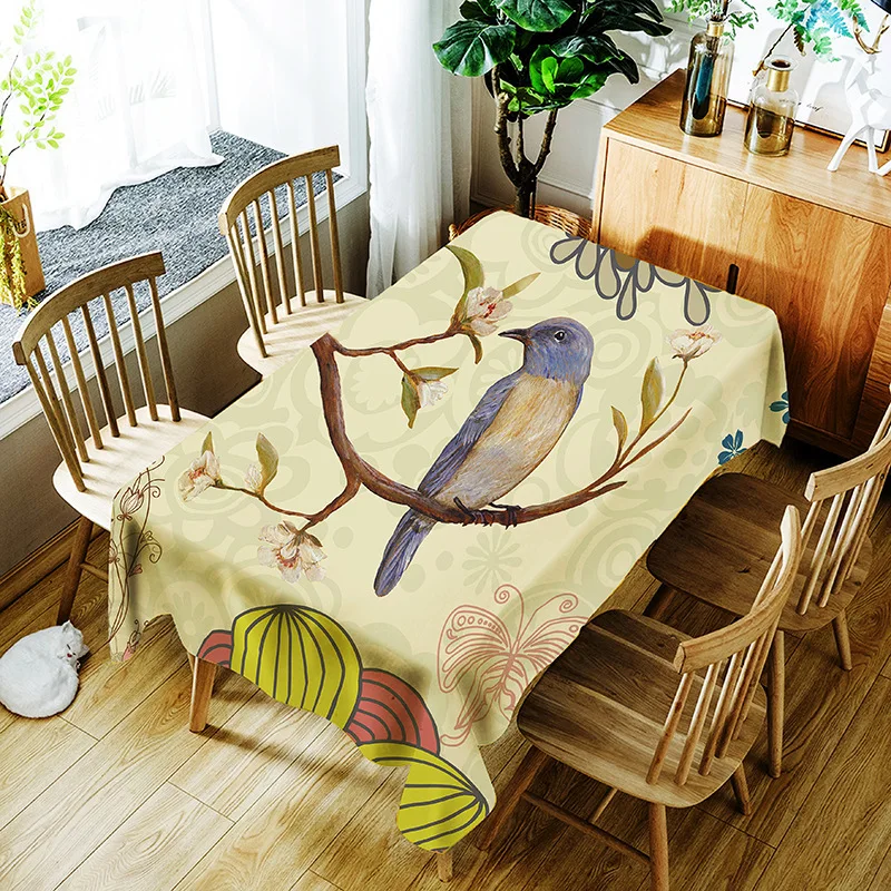 Bird Tablecloth Waterproof Oilcloth Washable Rectangular Decorative Table Cover Tapete Home Cloths Oilproof | Дом и сад