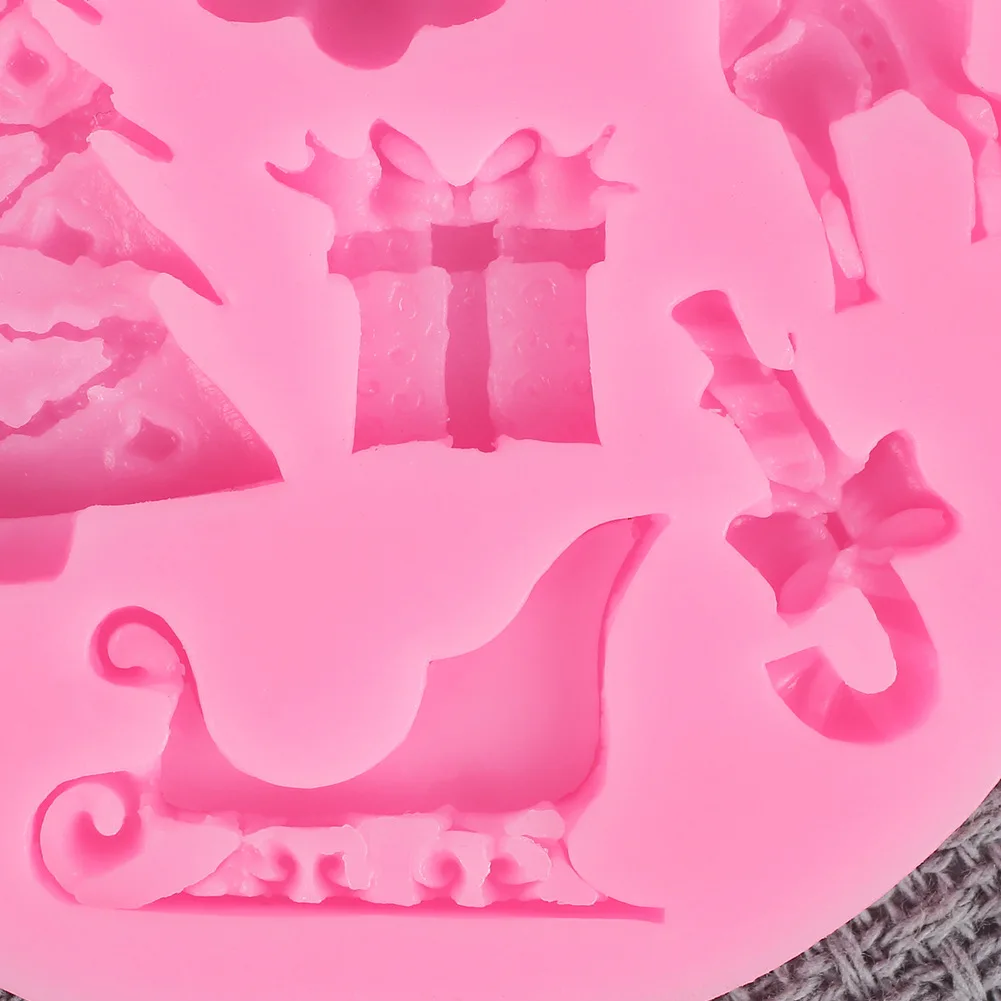 

Christmas fondant cake mold Christmas tree elk bell gift chocolate cake baking tools fondant molds cake