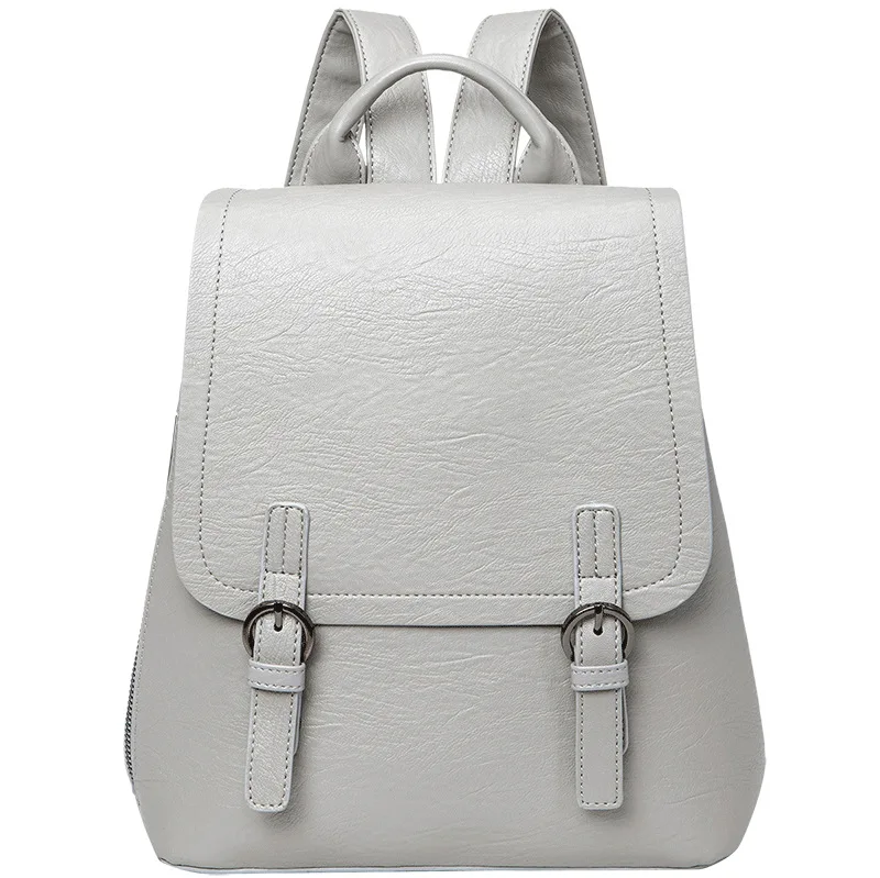 

New Backpack Korean Trend Student Bag PU Leather Simple Fashion Backpack