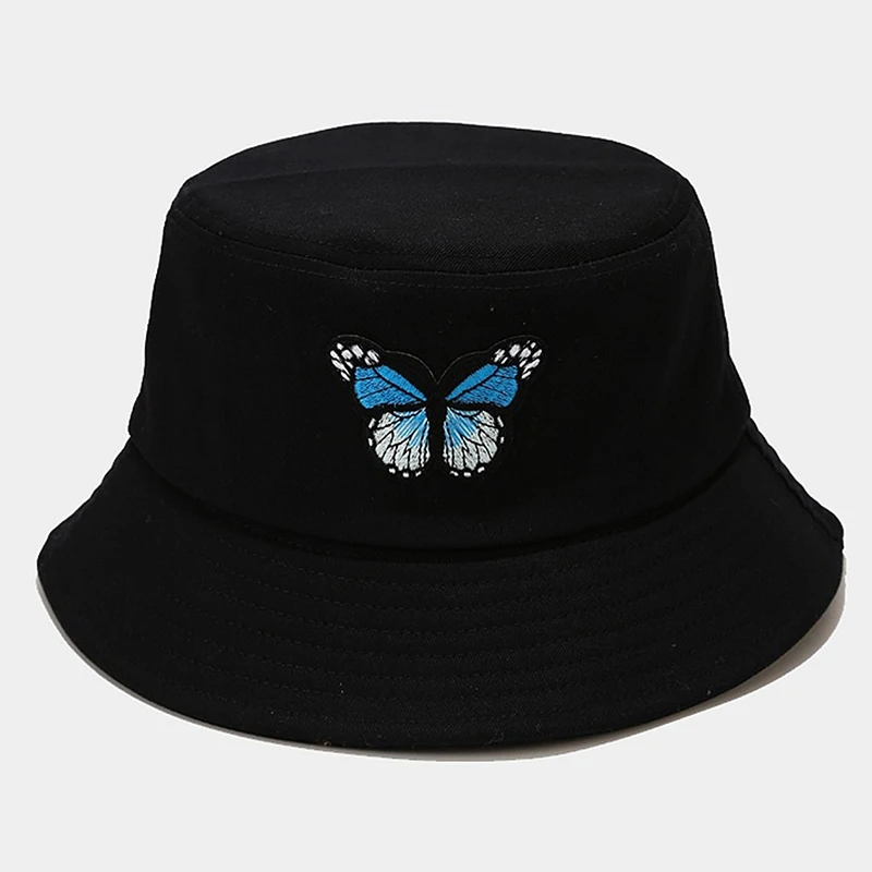 Панама с бабочками для мужчин и женщин шляпа от солнца в Корейском стиле чёрная