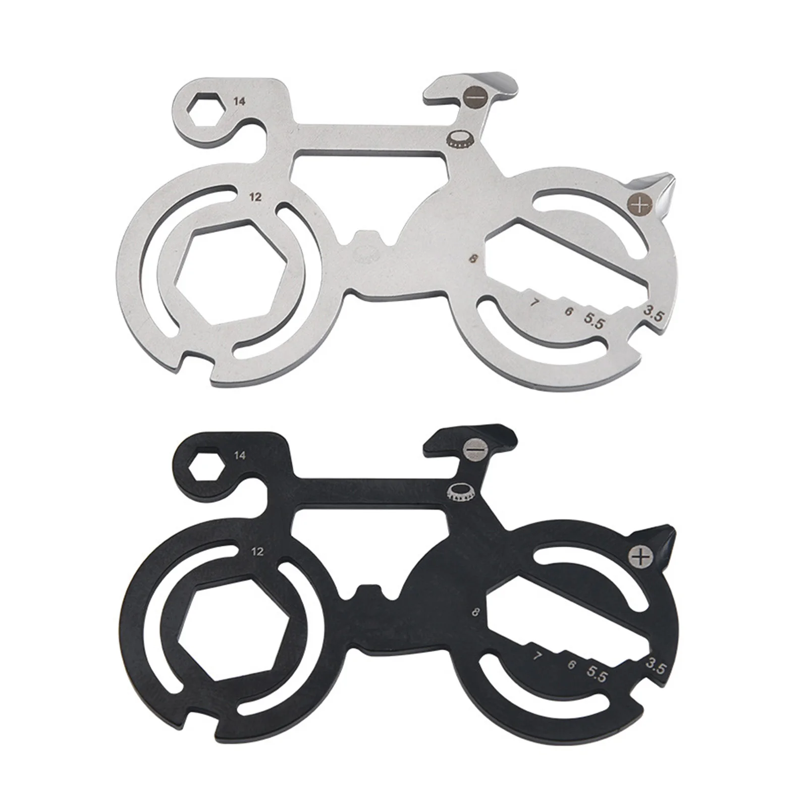 

Stainless steel multifunctional pocket tool card bicycle shape for outdoor camping slotted screwdriver keychain pocket tool #52g