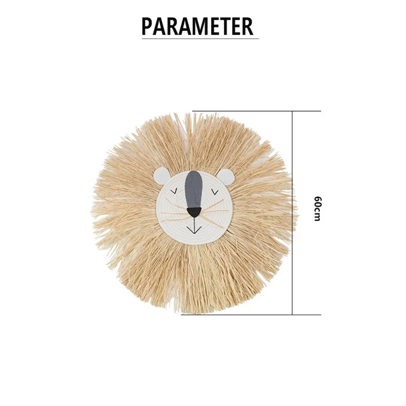 

INS Nordic Hand woven Cartoon Lion Hanging Decorations Cotton Thread Weaving Animal Head Ornament Children room Wall Hanging