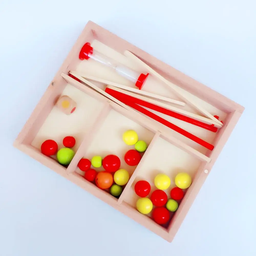 Монтессори детский деревянный зажим маленький шарик Забавный бусины